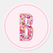 Moderne Elegante Bloemrijke Roze Monogram Letter B