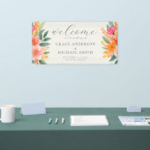 Moderne Elegante Bloemrijke Trouwbegroeting Spandoek (Beurs)