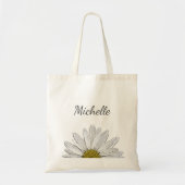 Moderne Elegante Bloemscripttypografie Daisy Tote Bag (Voorkant)