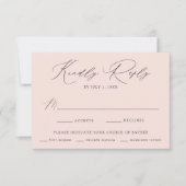 Moderne Elegante Blush Maaltijd Keuze Bruiloft RSVP Kaartje (Voorkant)