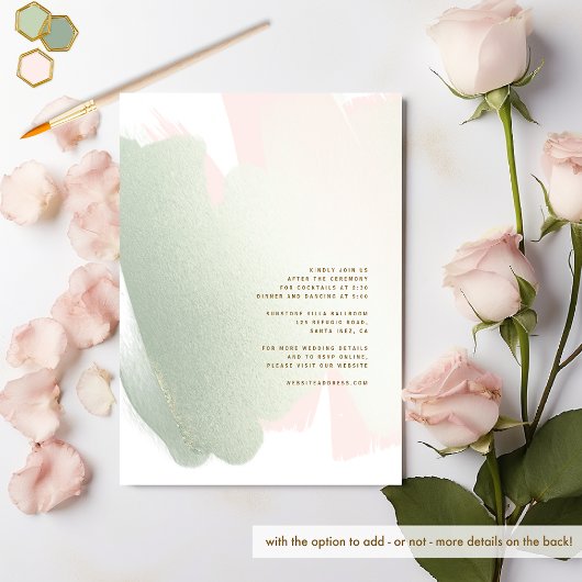 Moderne, elegante Blush Pink en Sage Wedding Kaart