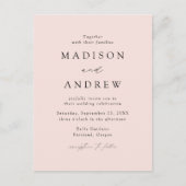 Moderne Elegante Blush QR Code Bruiloft Uitnodiging Briefkaart (Voorkant)