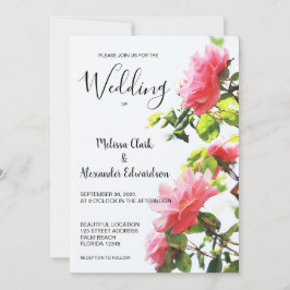 Moderne elegante blush roze rozen bruiloft uitnodi save the date