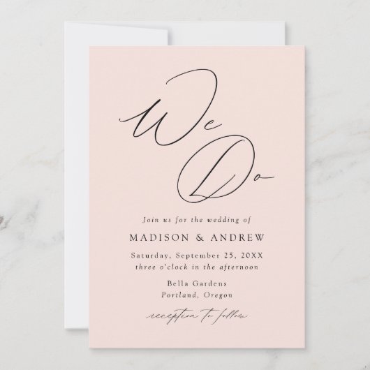 Moderne Elegante Blush Wij Doen Bruiloft Kaart (Voorkant)