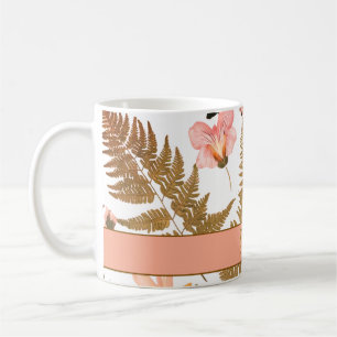 Moderne elegante bohemian lente bladeren & bloemen koffiemok