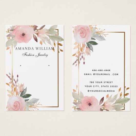 Moderne elegante Boho bloemenoorbel display kaart (Voorkant /achterkant)