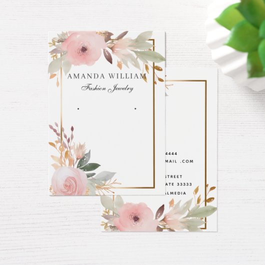 Moderne elegante Boho bloemenoorbel display kaart (Bureau)