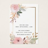 Moderne elegante Boho bloemenoorbel display kaart (Achterkant)