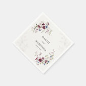 Moderne Elegante Boho Bourgogne Bloemen Huwelijk Servet (Hoek)