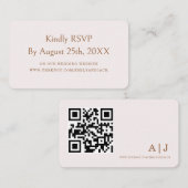 Moderne Elegante Boho Champagne Trouw RSVP qr Code Informatiekaartje (Voorkant / Achterkant)
