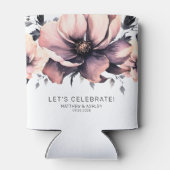 Moderne Elegante Boho Roze Bloemenbruiloft Blikjeskoeler (Achterkant)