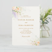 Moderne Elegante Boho Wilde Bloemen Bruiloft Kaart (Staand voorkant)
