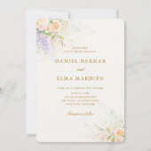 Moderne Elegante Boho Wilde Bloemen Bruiloft Kaart (Voorkant)