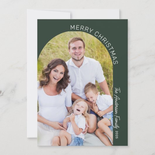 Moderne Elegante Boog 2 Foto Kerstmis Feestdagenkaart (Voorkant)