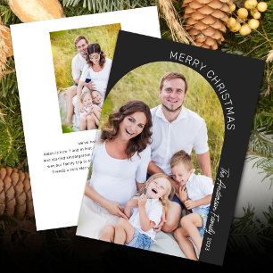 Moderne Elegante Boog 2 Foto Kerstmis Feestdagenkaart