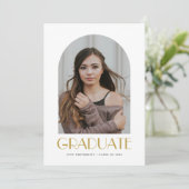 Moderne Elegante Boog Foto Wit Afstudeerfeest Kaart (Staand voorkant)