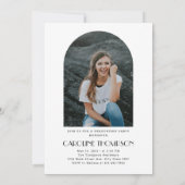 Moderne Elegante Boog Foto Wit Afstudeerfeest Kaart (Achterkant)