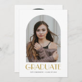 Moderne Elegante Boog Foto Wit Afstudeerfeest Kaart (Voorkant / Achterkant)