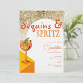 Moderne Elegante Boog Sequins Spritz Zomerverjaard Kaart (Staand voorkant)