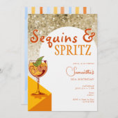 Moderne Elegante Boog Sequins Spritz Zomerverjaard Kaart (Voorkant / Achterkant)