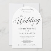 Moderne Elegante Boog Vorm Foto Monogram Huwelijk Kaart (Achterkant)