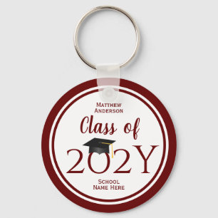 Moderne Elegante Bordeauxrode Typografie Afstudere Sleutelhanger