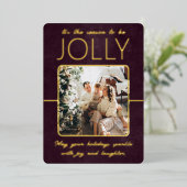 Moderne Elegante Bordo Foto Persoonlijke Kerstmis Folie Feestdagenkaart (Staand Voorkant)