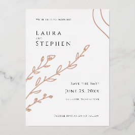 Moderne elegante botanische bewaardatum folie uitnodiging