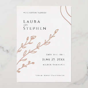 Moderne elegante botanische bewaardatum folie uitnodiging