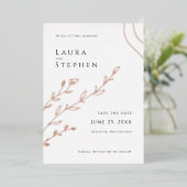 Moderne elegante botanische bewaardatum folie uitnodiging (Staand Voorkant)