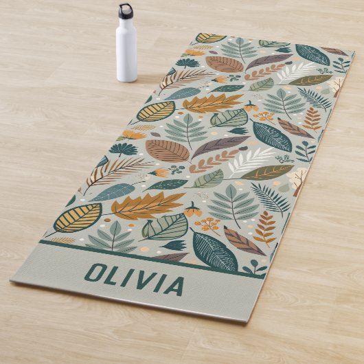 Moderne Elegante Botanische Bladeren Persoonlijk Yogamat (In situ)
