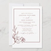 Moderne Elegante Botanische Bladeren QR Code Huwel Kaart (Voorkant)