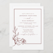 Moderne Elegante Botanische Bladeren QR Code Huwel Kaart (Voorkant / Achterkant)