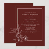 Moderne Elegante Botanische Bladeren QR Code Trouw Kaart (Voorkant / Achterkant)