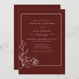 Moderne Elegante Botanische Bladeren QR Code Trouw Kaart