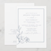 Moderne Elegante Botanische Bladeren QR Code Trouw Kaart (Voorkant / Achterkant)