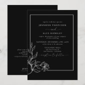 Moderne Elegante Botanische Bladeren QR Code Trouw Kaart (Voorkant / Achterkant)