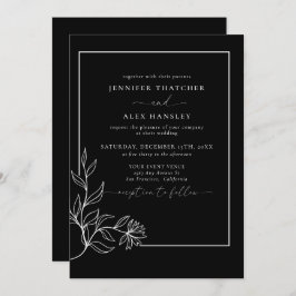 Moderne Elegante Botanische Bladeren QR Code Trouw Kaart