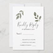 Moderne elegante botanische bladeren Wedding RSVP Kaart (Voorkant)