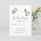 Moderne elegante botanische bladeren Wedding RSVP Kaart (Staand voorkant)