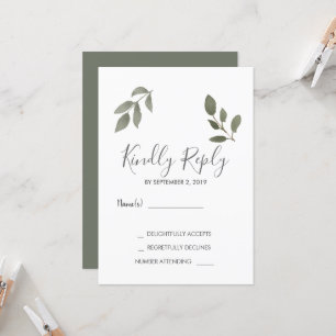 Moderne elegante botanische bladeren Wedding RSVP Kaart