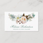 Moderne Elegante Botanische Bloemengroen Visitekaartje (Voorkant)