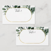 Moderne elegante botanische groen escort kaart plaatskaartje (Voorkant / Achterkant)