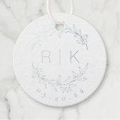 Moderne Elegante Botanische Initialen Bruiloft Mon Bedankjes Labels (Voorkant)