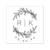 Moderne Elegante Botanische Initialen Bruiloft Mon Zelfinktende Stempel (Design)
