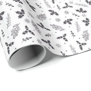 Moderne Elegante Botanische Kerstcadeau Cadeaupapier
