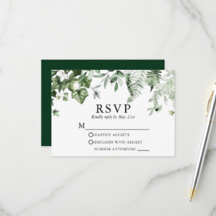 Moderne Elegante Botanische Klimop Sage Groene Huw RSVP Kaartje