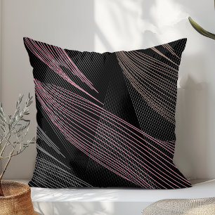 Moderne Elegante Botanische Lijnen Roze Grijs Zwar Kussen