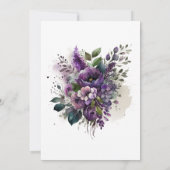 Moderne elegante botanische Paarse bloemenbruiloft Kaart (Achterkant)