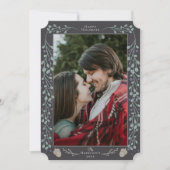 Moderne elegante botanische platte foto kerst feestdagenkaart (Voorkant)